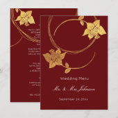ブルガンディMaroon金ゴールドフローラ結婚のイベントメニュー赤 メニュー (正面/裏面)