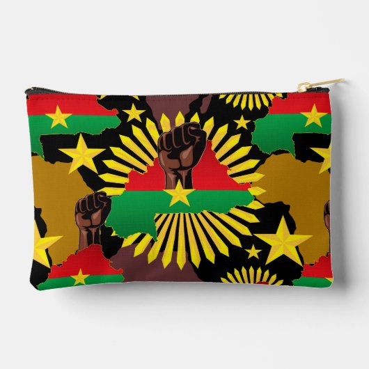 ブルキナファソの地図、国旗と革命拳 アクセサリーポーチ (裏面)