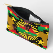 ブルキナファソの地図、国旗と革命拳 アクセサリーポーチ (見開き)