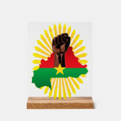 ブルキナファソの地図、国旗と革命拳 アクリルサイン (正面)