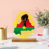 ブルキナファソの地図、国旗と革命拳 アクリルサイン (ウェディング)