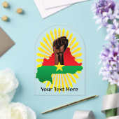 ブルキナファソの地図、国旗と革命拳 アクリル招待状 (インサイチュ (ウェディング))