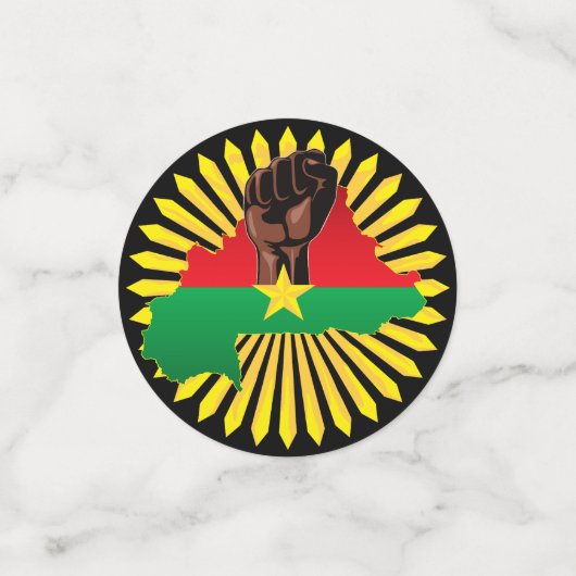 ブルキナファソの地図、国旗と革命拳 コンフェッティ (スモール正面)