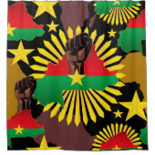 ブルキナファソの地図、国旗と革命拳 シャワーカーテン (正面)