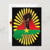 ブルキナファソの地図、国旗と革命拳 シーズンポストカード (正面/裏面)