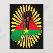 ブルキナファソの地図、国旗と革命拳 シーズンポストカード (正面)