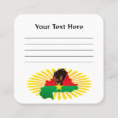 ブルキナファソの地図、国旗と革命拳 スクエア名刺 (裏面)