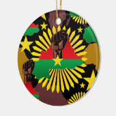 ブルキナファソの地図、国旗と革命拳 セラミックオーナメント (左)