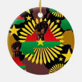 ブルキナファソの地図、国旗と革命拳 セラミックオーナメント (裏面)