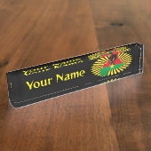 ブルキナファソの地図、国旗と革命拳 デスクネームプレート (側面)