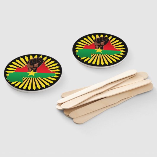 ブルキナファソの地図、国旗と革命拳 ハンドファン (組立なし)