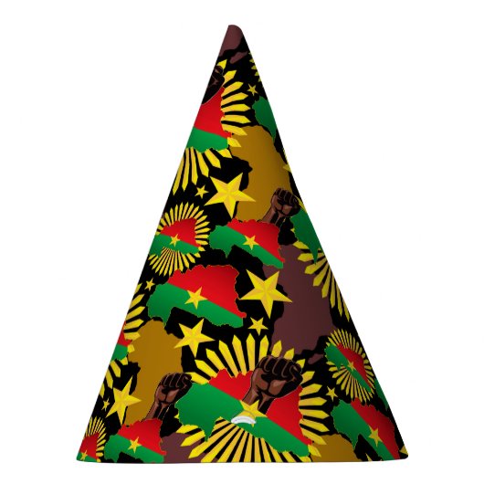 ブルキナファソの地図、国旗と革命拳 パーティーハット (右)