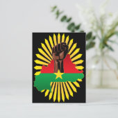 ブルキナファソの地図、国旗と革命拳 ポストカード (スタンド正面)