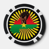 ブルキナファソの地図、国旗と革命拳 ポーカーチップ (裏面)