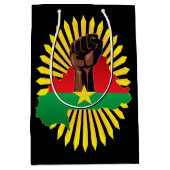 ブルキナファソの地図、国旗と革命拳 ミディアムペーパーバッグ (正面)