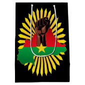 ブルキナファソの地図、国旗と革命拳 ミディアムペーパーバッグ (裏面)