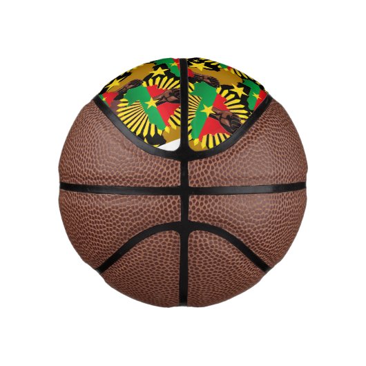 ブルキナファソの地図、国旗と革命拳 ミニバスケットボール (右)