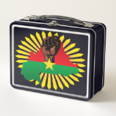 ブルキナファソの地図、国旗と革命拳 メタルランチボックス (正面)