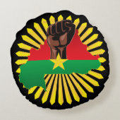 ブルキナファソの地図、国旗と革命拳 ラウンドクッション (裏面)