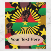 ブルキナファソの地図、国旗と革命拳 ワインラベル (シングルラベル)