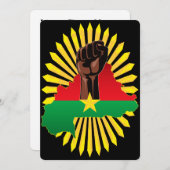 ブルキナファソの地図、国旗と革命拳 招待状 (正面/裏面)