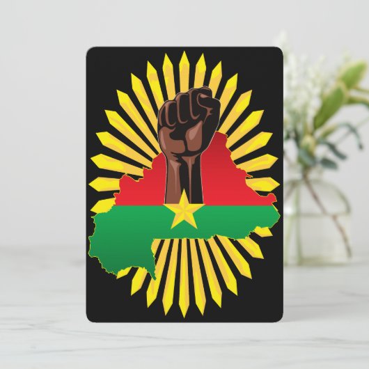 ブルキナファソの地図、国旗と革命拳 招待状 (スタンド正面)