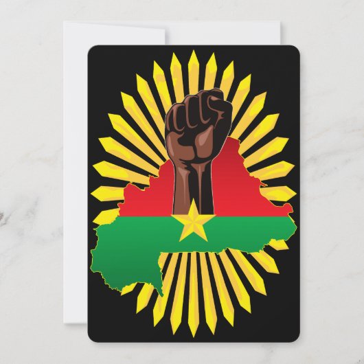 ブルキナファソの地図、国旗と革命拳 招待状 (正面)