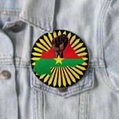 ブルキナファソの地図、国旗と革命拳 缶バッジ (インサイチュ)