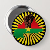 ブルキナファソの地図、国旗と革命拳 缶バッジ (正面&裏面)