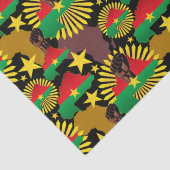 ブルキナファソの地図、国旗と革命拳 薄葉紙 (詳細)