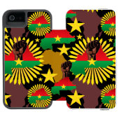 ブルキナファソの地図、国旗と革命拳 INCIPIO iPhoneウォレットケース (フォリオ Open)