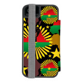 ブルキナファソの地図、国旗と革命拳 INCIPIO iPhoneウォレットケース (フォリオ裏面)