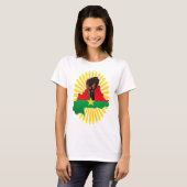 ブルキナファソの地図、国旗と革命拳 Tシャツ (正面フル)