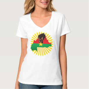 ブルキナファソの地図、国旗と革命拳 Tシャツ