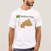 ブルキナファソの地図+国旗+タイトルTシャツ Tシャツ (正面)