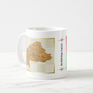 ブルキナファソの旗 + 地図のマグ コーヒーマグカップ