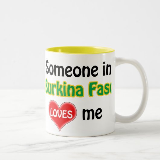 ブルキナファソの誰かが私を愛している ツートーンマグカップ (右)