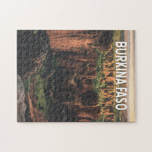 ブルキナファソイラストレーショントラベルアートヴィンテージ ジグソーパズル (横)