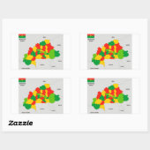 ブルキナファソ国の政治地図国旗 長方形シール (シート)