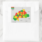 ブルキナファソ国の政治地図国旗 長方形シール (バッグ)