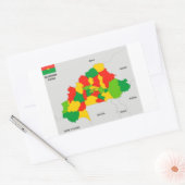 ブルキナファソ国の政治地図国旗 長方形シール (封筒)
