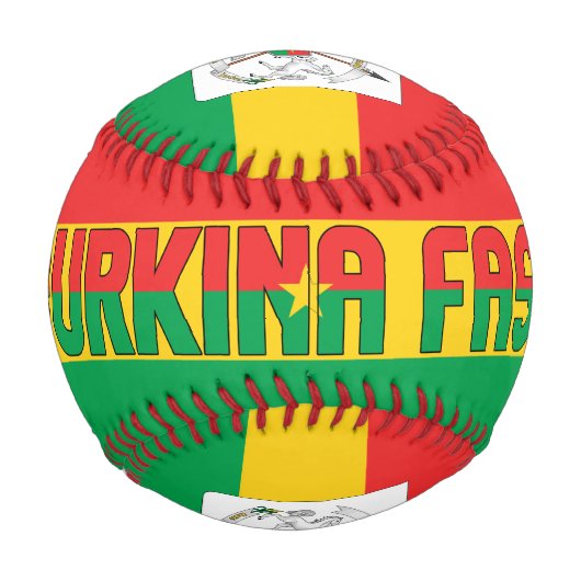 ブルキナファソ国旗とコート・オブ・アームズ 野球ボール (正面)