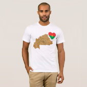 ブルキナファソ国旗のハートと地図Tシャツ Tシャツ (正面フル)