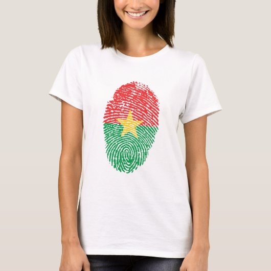 ブルキナファソ国旗の指紋の国プライド Tシャツ (正面)