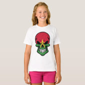 ブルキナファソ笑顔スカル国旗 Tシャツ (正面フル)