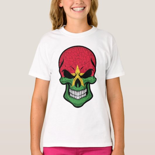 ブルキナファソ笑顔スカル国旗 Tシャツ (正面)