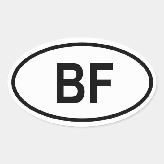 ブルキナファソ「BF」 楕円形シール (正面)