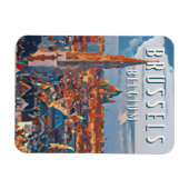 ブルクセル、ラキャピタルデラベルジケetヨーロッパ マグネット (横)