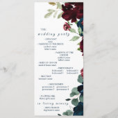 ブルグエレガントンディとネイビーブルーの花結婚の プログラム (裏面)