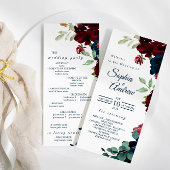 ブルグエレガントンディとネイビーブルーの花結婚の プログラム